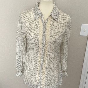 ANTHROPOLOGIE Lace detail Floral Button Down by Lil sz 8